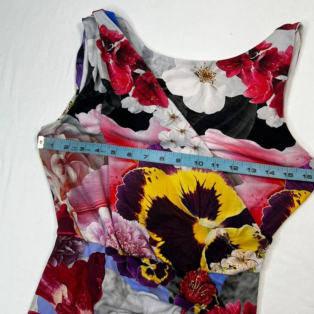 Roberto Cavalli Araki Printed Floral Dress Gathered Mini Multicolor 44  US 10 - Picture 9 of 16